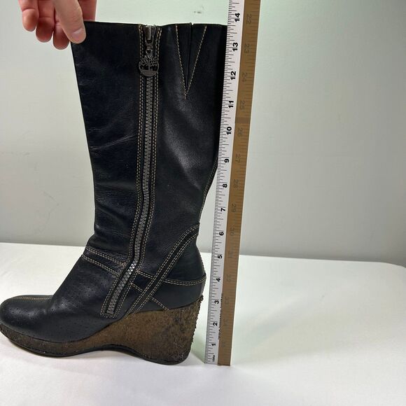 Timberland Leather Calf High Wedge Boots Women's 6.5 black - Picture 10 of 10